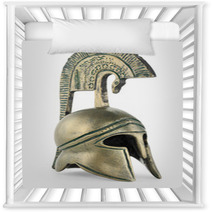 Ancient Greek Helmet Replica On White Background Nursery Decor 47804930