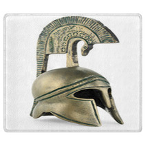 Ancient Greek Helmet Replica On White Background Rugs 47804930