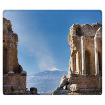Ancient Greek Roman Theater In Taormina - Sicily Rugs 46451208