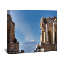 Ancient Greek Roman Theater In Taormina - Sicily Wall Art 46451208