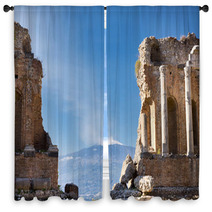 Ancient Greek Roman Theater In Taormina - Sicily Window Curtains 46451208