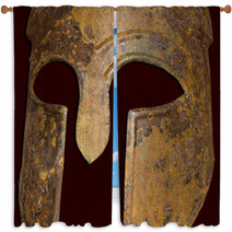 Ancient Greek Spartan Helmet Window Curtains 70372876