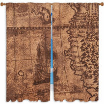 Ancient Map Background Window Curtains 65060181