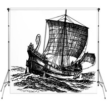 Ancient Sailboat At Sea Backdrops 53444802
