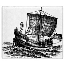 Ancient Sailboat At Sea Rugs 53444802