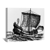Ancient Sailboat At Sea Wall Art 53444802