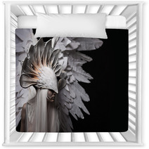 Angel, Costume, Concept, Cinematic, A Portrait Of A Young Girl And A White Wig , Which Carries A Large White Mask And A Large White Wings. Dramatic Nursery Decor 94556684
