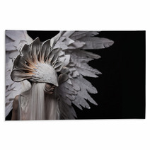 Angel, Costume, Concept, Cinematic, A Portrait Of A Young Girl And A White Wig , Which Carries A Large White Mask And A Large White Wings. Dramatic Rugs 94556684