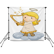 Angel Playing Harp Backdrops 21411221