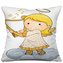 Angel Playing Harp Pillows 21411221