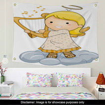 Angel Playing Harp Wall Art 21411221