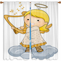 Angel Playing Harp Window Curtains 21411221