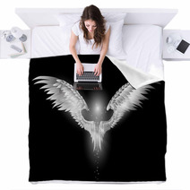 Angel Wings On Dark Background Blankets 51794595