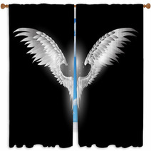 Angel Wings On Dark Background Window Curtains 51794595