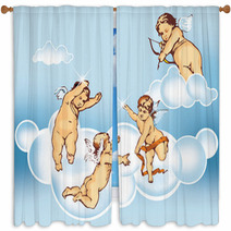 Angels Flying In The Sky Window Curtains 33783404