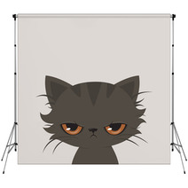 Angry Cat Cartoon Cute Grumpy Cat Vector Backdrops 190749067