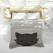 Angry Cat Cartoon Cute Grumpy Cat Vector Bedding 190749067