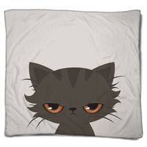 Angry Cat Cartoon Cute Grumpy Cat Vector Blankets 190749067