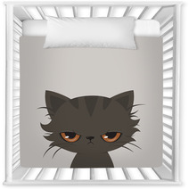 Angry Cat Cartoon Cute Grumpy Cat Vector Nursery Decor 190749067