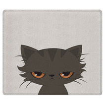 Angry Cat Cartoon Cute Grumpy Cat Vector Rugs 190749067