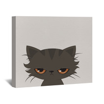 Angry Cat Cartoon Cute Grumpy Cat Vector Wall Art 190749067
