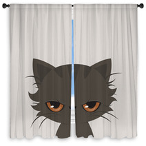 Angry Cat Cartoon Cute Grumpy Cat Vector Window Curtains 190749067
