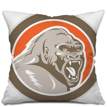 Angry Gorilla Head Circle Retro Pillows 68501303
