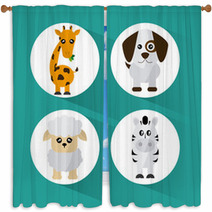 Animal Cartoon Design  Window Curtains 100462858