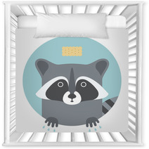 Animal Set. Portrait In Flat Graphics - Raccoon Nursery Decor 79995768