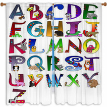 Animal Themed Alphabet Poster A - Z Poster Window Curtains 11879491