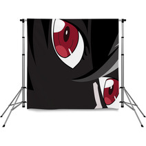 Anime Eyes Red Eyes On Black Background Anime Face From Cartoon Backdrop For Poster Vector Illustration Backdrops 124242208