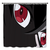 Anime Eyes Red Eyes On Black Background Anime Face From Cartoon Backdrop For Poster Vector Illustration Bath Decor 124242208