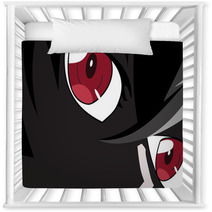 Anime Eyes Red Eyes On Black Background Anime Face From Cartoon Backdrop For Poster Vector Illustration Nursery Decor 124242208