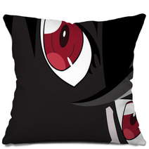 Anime Eyes Red Eyes On Black Background Anime Face From Cartoon Backdrop For Poster Vector Illustration Pillows 124242208