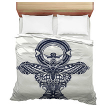 Ankh And Butterfly Tattoo And T Shirt Design Ancient Egyptian Cross T Shirt Design Decorative Ethnic Style Of Ancient Egypt Ankh Symbol Of Eternal Life Tattoo Key To Immortality Bedding 181320759