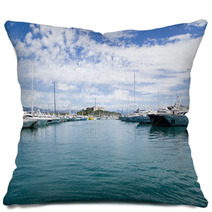 Antibes, France. Yachts In Port Vauban - 2 Pillows 67779190