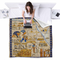 Antique Egypt Map Drawn On Papyrus Blankets 36778284