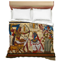Antique Egyptian Papyrus And Hieroglyph Bedding 26376182