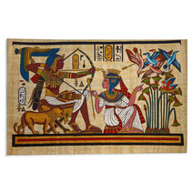 Antique Egyptian Papyrus And Hieroglyph Rugs 26376182