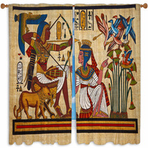Antique Egyptian Papyrus And Hieroglyph Window Curtains 26376182
