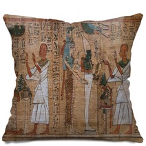 Antique Hieroglyphs On Egyptian Papyrus Pillows 139645913