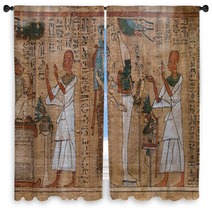 Antique Hieroglyphs On Egyptian Papyrus Window Curtains 139645913