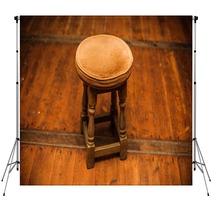 Antique Stool On Wooden Floor Backdrops 60290608