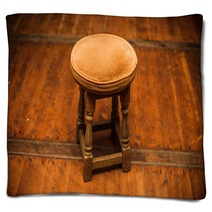 Antique Stool On Wooden Floor Blankets 60290608