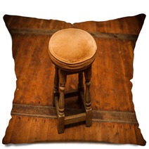 Antique Stool On Wooden Floor Pillows 60290608