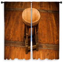 Antique Stool On Wooden Floor Window Curtains 60290608