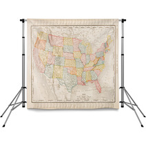 Antique Vintage Color Map United States Of America, USA Backdrops 29035574