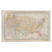 Antique Vintage Color Map United States Of America, USA Rugs 29035574