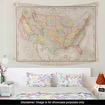 Antique Vintage Color Map United States Of America, USA Wall Art 29035574