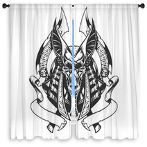 Anubis Illustration Window Curtains 115980752